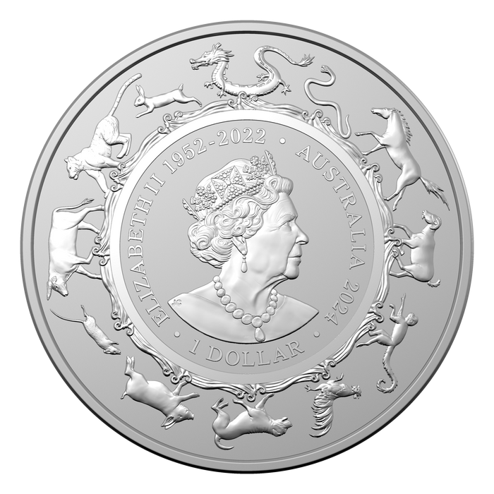 2024 Royal Australian Mint Lunar Dragon Silver Coin - 1oz