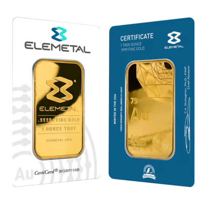 Elemetal Mint Gold Bar - 1oz (In Assay)