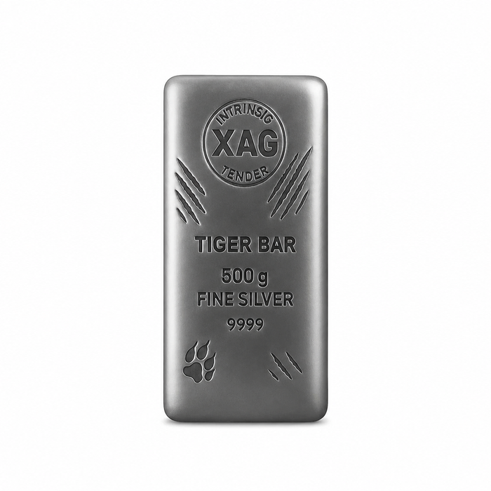 Intrinsic Tender XAG Cast Silver Bullion Bar – 500g | Bulk Bullion