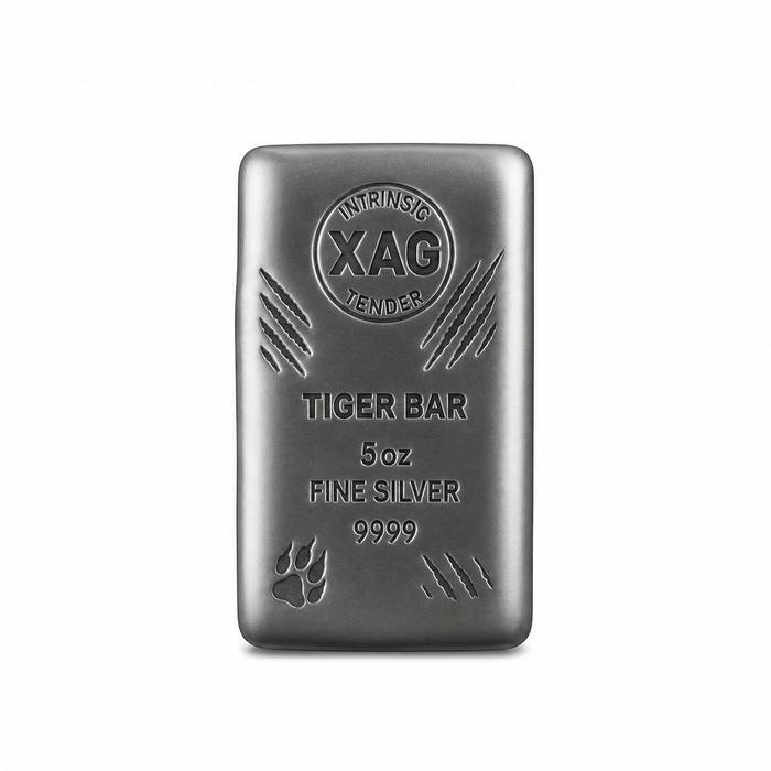 Intrinsic Tender XAG Cast Silver Bullion Bar – 5oz | Bulk Bullion