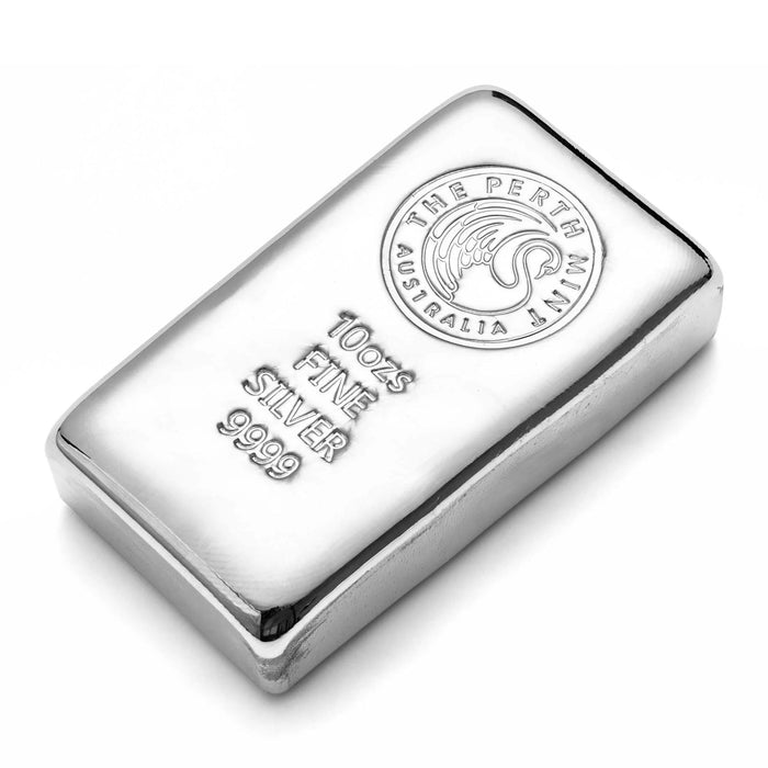 Perth Mint Cast Silver Bullion Bar - 10oz