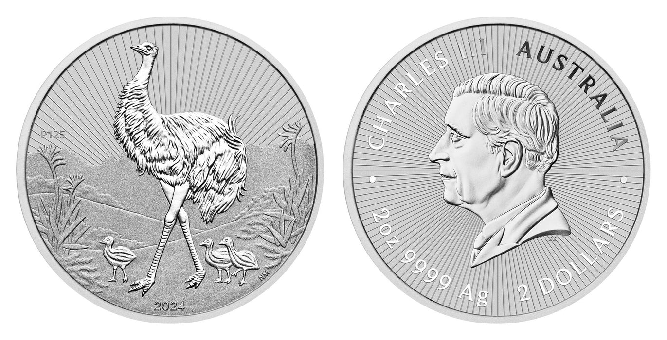 2024 Perth Mint Next Generation Australian Emu Piedfort Silver Coin - 2oz