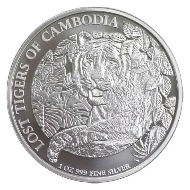 2023 Cambodia Lost Tigers of Cambodia Silver Coin - 1oz