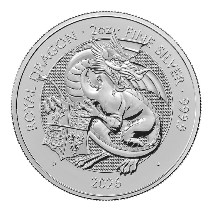2026 Royal UK Mint Tudor Beast Royal Dragon Silver Coin - 2oz