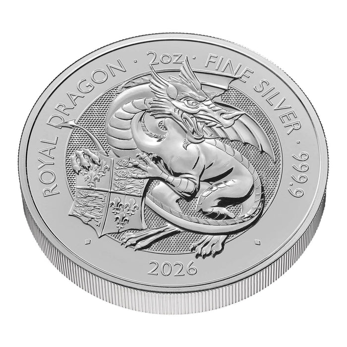2026 Royal UK Mint Tudor Beast Royal Dragon Silver Coin - 2oz
