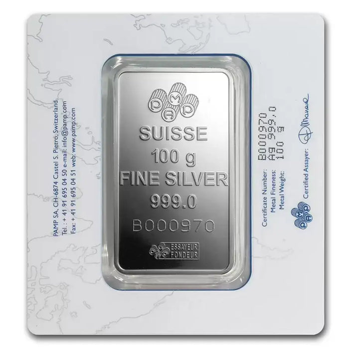 PAMP Suisse Lady Fortuna Silver Minted Bar - 100g