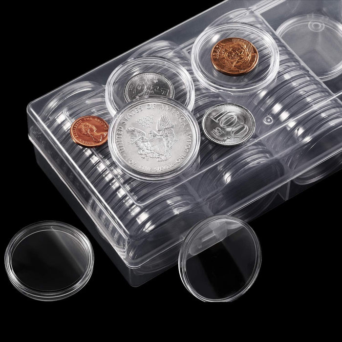 60 x 40.6mm Coin Capsules with Storage Box