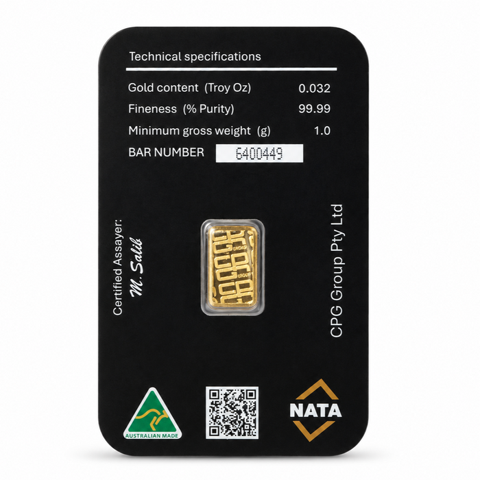 CPG Minted Gold Bullion Bar - 1g