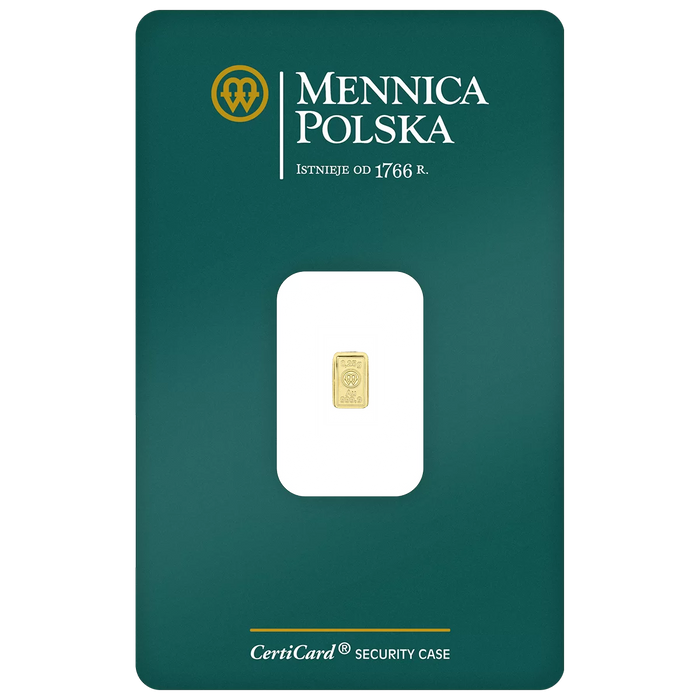 Mennica Polska Gold Minted Bar - 1/4g