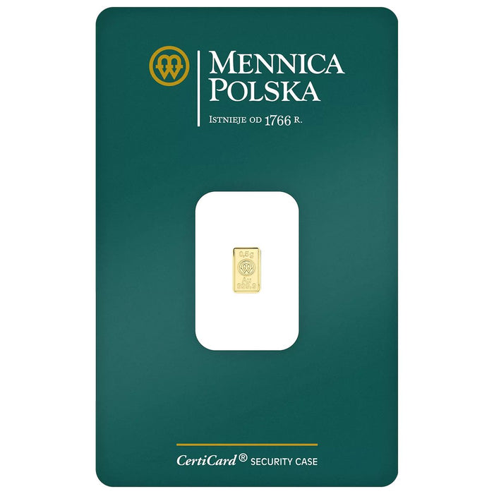 Mennica Polska Gold Minted Bar - 1/2g