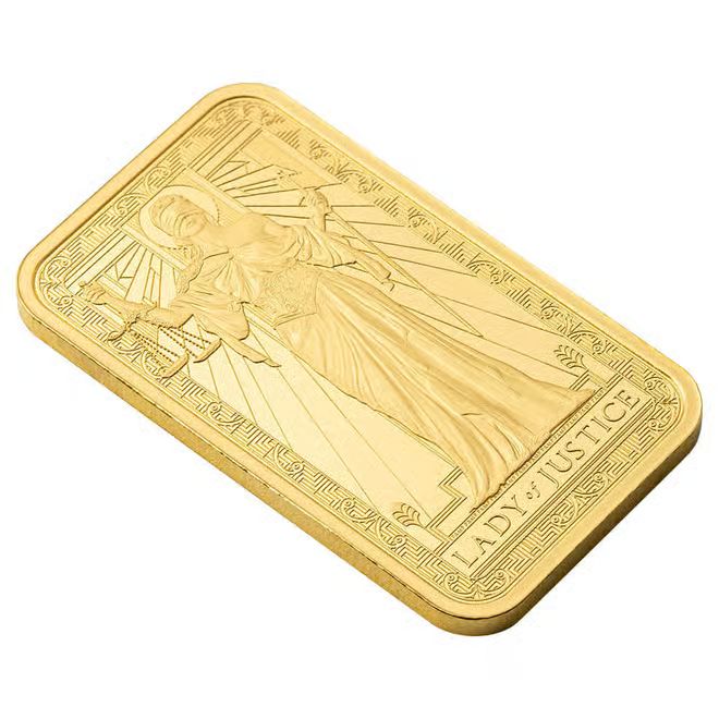 PAMP Suisse Lady of Justice Gold Minted Bar - 1oz