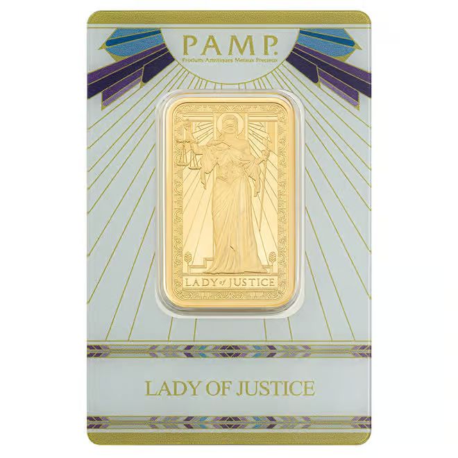 PAMP Suisse Lady of Justice Gold Minted Bar - 1oz