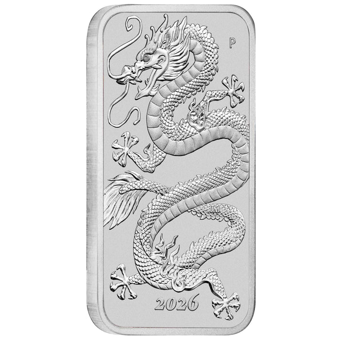 2026 Perth Mint Rectangular Dragon Silver Coin - 1oz