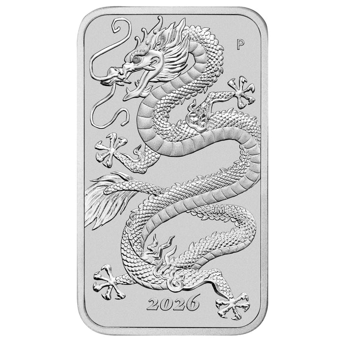 2026 Perth Mint Rectangular Dragon Silver Coin - 1oz
