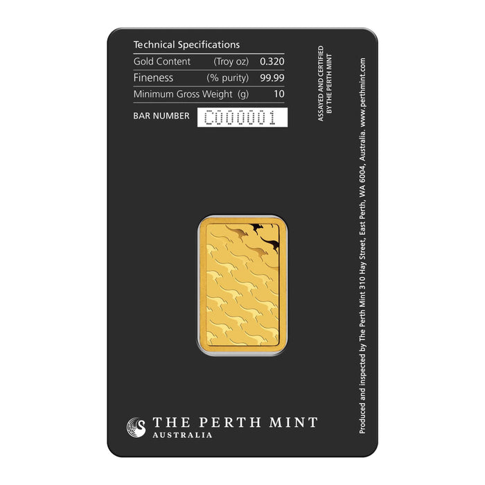 Perth Mint Kangaroo Minted Gold Bar - 10g