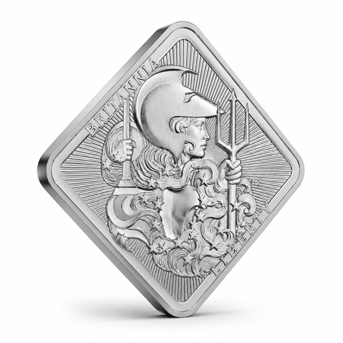 Royal UK Mint Britannia & Liberty Silver Minted Bar - 10oz