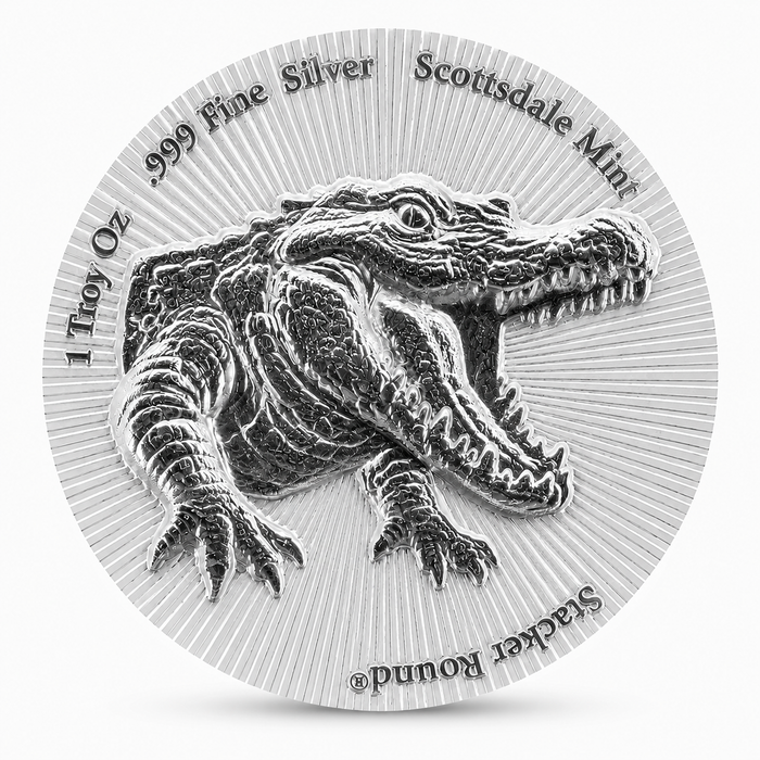 Scottsdale Crocodile Stacker® Silver Round - 1oz