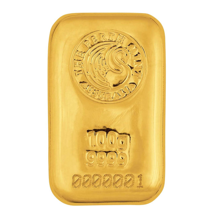 Perth Mint Gold Cast Bar - 100g