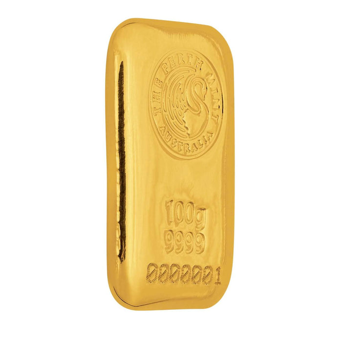 Perth Mint Gold Cast Bar - 100g