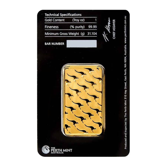 Perth Mint Kangaroo Minted Gold Bar - 1oz