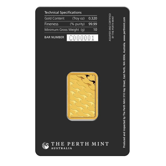 Perth Mint Kangaroo Minted Gold Bar - 10g