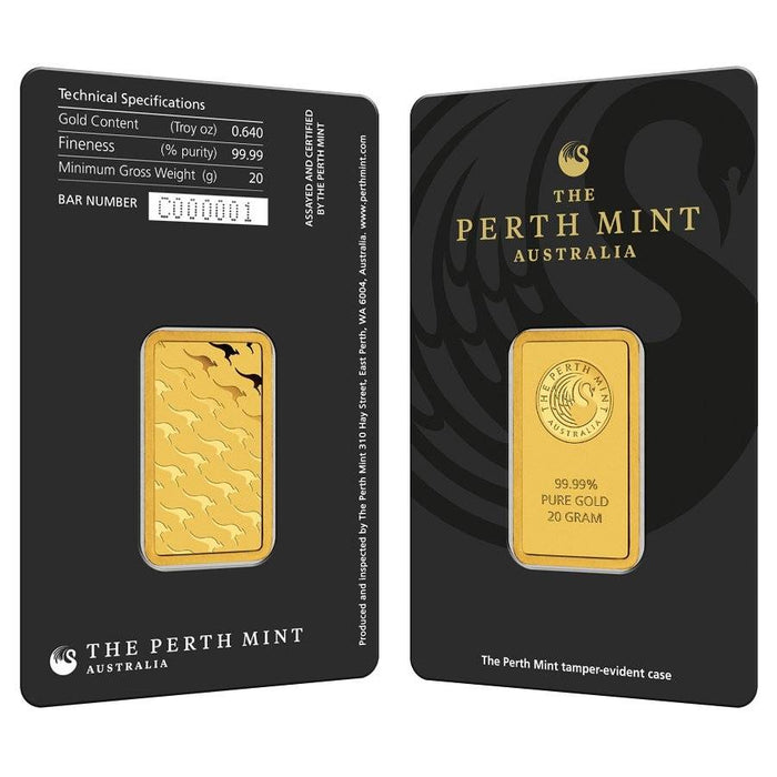 Perth Mint Kangaroo Minted Gold Bar - 20g