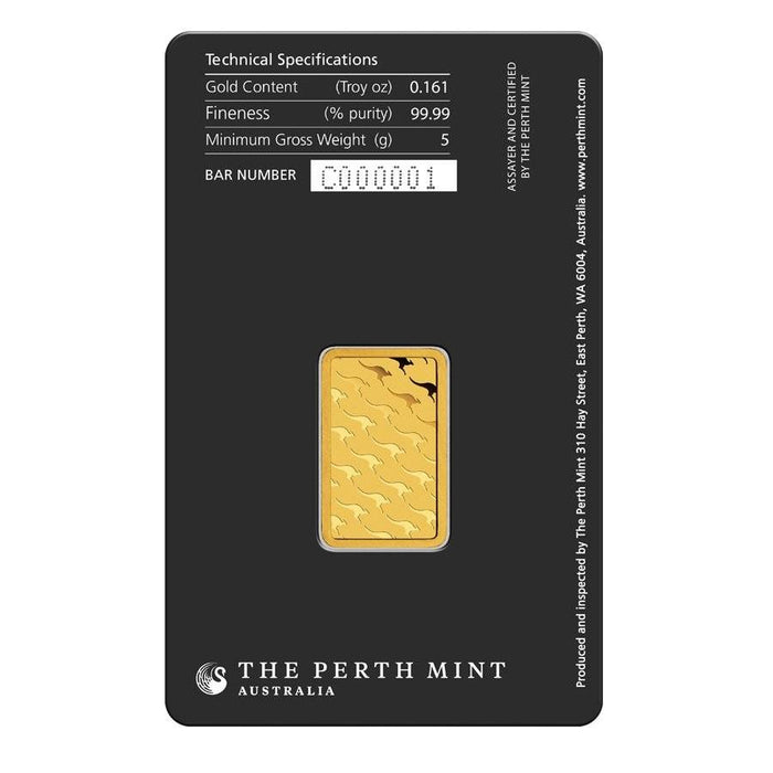 Perth Mint Kangaroo Minted Gold Bar - 5g