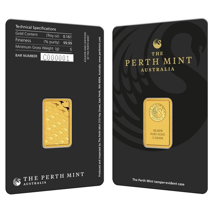 Perth Mint Kangaroo Minted Gold Bar - 5g